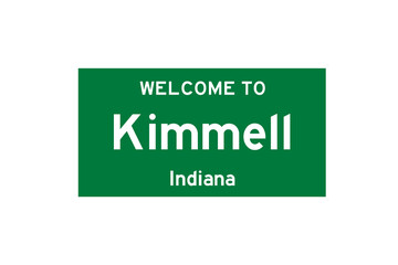 Kimmell, Indiana, USA. City limit sign on transparent background. 