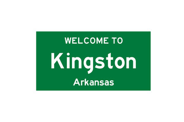 Kingston, Arkansas, USA. City limit sign on transparent background. 