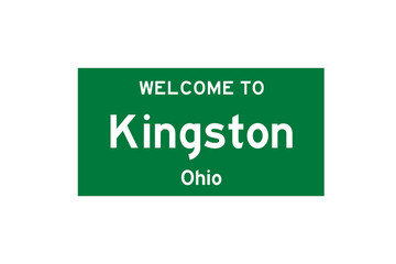 Kingston, Ohio, USA. City limit sign on transparent background. 
