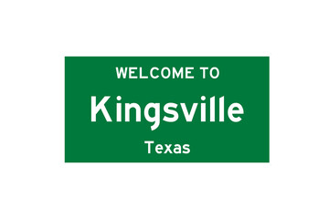 Kingsville, Texas, USA. City limit sign on transparent background. 