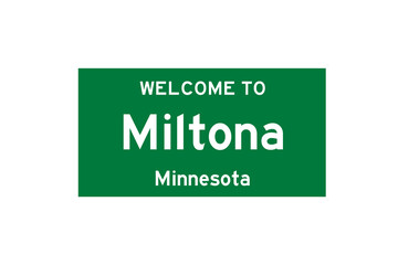Miltona, Minnesota, USA. City limit sign on transparent background. 