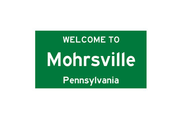 Mohrsville, Pennsylvania, USA. City limit sign on transparent background. 