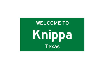 Knippa, Texas, USA. City limit sign on transparent background. 