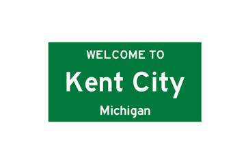 Kent City, Michigan, USA. City limit sign on transparent background. 