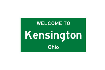 Kensington, Ohio, USA. City limit sign on transparent background. 