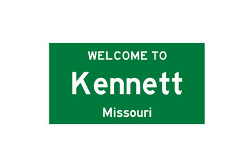 Kennett, Missouri, USA. City limit sign on transparent background. 