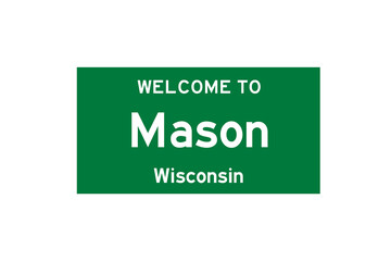 Mason, Wisconsin, USA. City limit sign on transparent background. 
