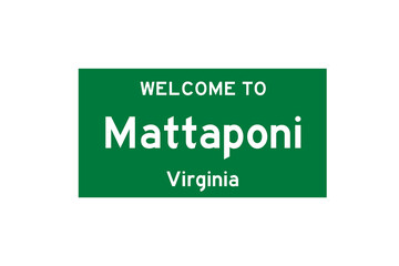 Mattaponi, Virginia, USA. City limit sign on transparent background. 