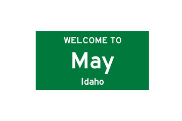 May, Idaho, USA. City limit sign on transparent background. 