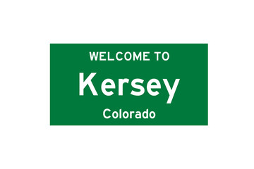 Kersey, Colorado, USA. City limit sign on transparent background. 