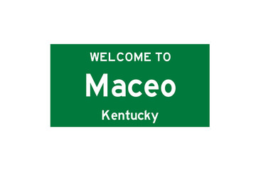Maceo, Kentucky, USA. City limit sign on transparent background. 