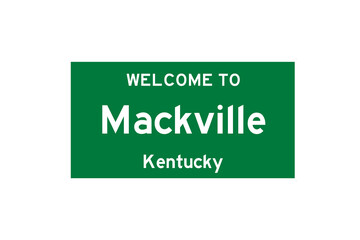Mackville, Kentucky, USA. City limit sign on transparent background. 