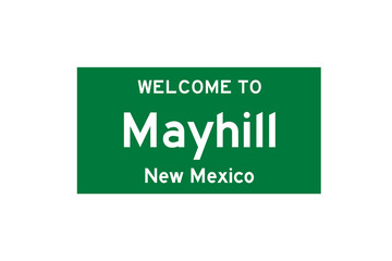 Mayhill, New Mexico, USA. City limit sign on transparent background. 