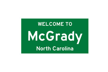 McGrady, North Carolina, USA. City limit sign on transparent background.  © Rezona