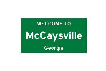 McCaysville, Georgia, USA. City limit sign on transparent background. 