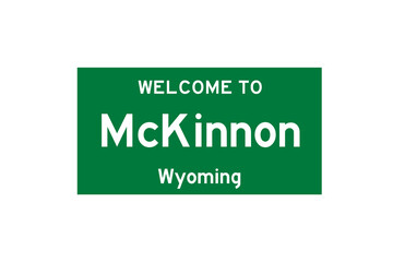 McKinnon, Wyoming, USA. City limit sign on transparent background. 