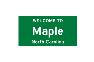 Maple, North Carolina, USA. City limit sign on transparent background. 