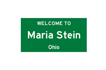 Maria Stein, Ohio, USA. City limit sign on transparent background. 