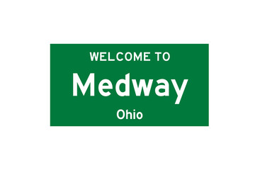 Medway, Ohio, USA. City limit sign on transparent background. 