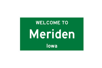 Meriden, Iowa, USA. City limit sign on transparent background. 