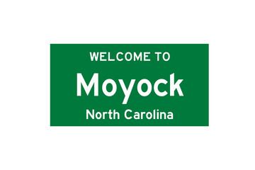 Moyock, North Carolina, USA. City limit sign on transparent background. 