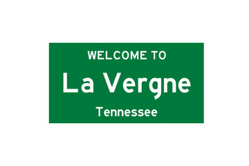 La Vergne, Tennessee, USA. City limit sign on transparent background. 