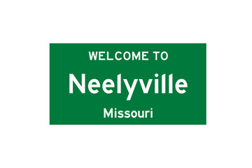 Neelyville, Missouri, USA. City limit sign on transparent background. 