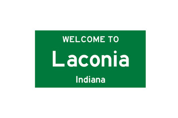 Laconia, Indiana, USA. City limit sign on transparent background. 