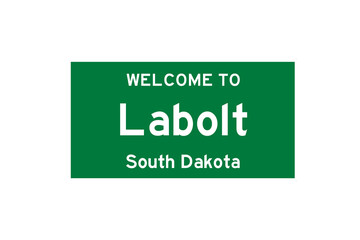 Labolt, South Dakota, USA. City limit sign on transparent background. 
