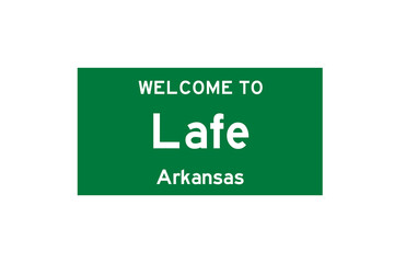 Lafe, Arkansas, USA. City limit sign on transparent background. 