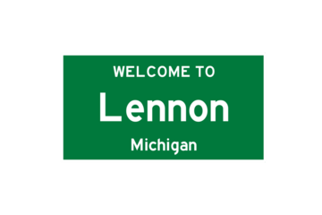 Lennon, Michigan, USA. City limit sign on transparent background. 