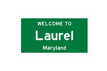 Laurel, Maryland, USA. City limit sign on transparent background. 