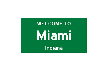 Miami, Indiana, USA. City limit sign on transparent background. 