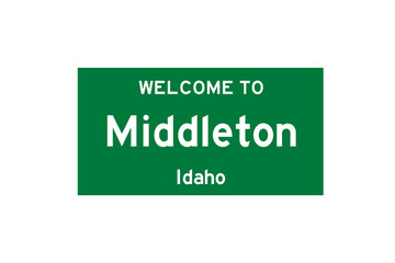 Middleton, Idaho, USA. City limit sign on transparent background. 