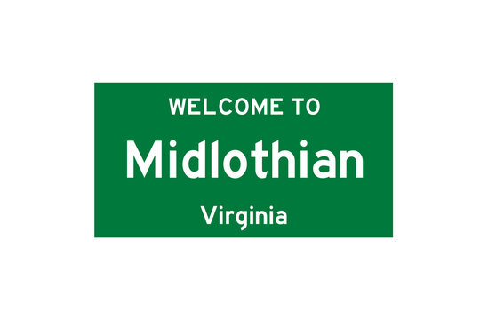 Midlothian, Virginia, USA. City limit sign on transparent background. 
