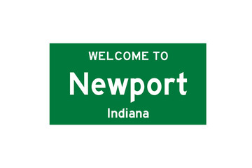 Newport, Indiana, USA. City limit sign on transparent background. 