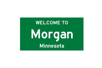 Morgan, Minnesota, USA. City limit sign on transparent background. 