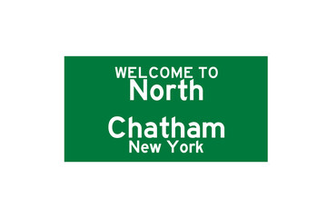 North Chatham, New York, USA. City limit sign on transparent background. 