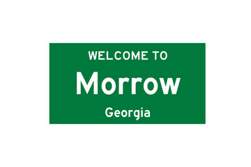Morrow, Georgia, USA. City limit sign on transparent background. 