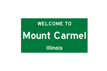 Mount Carmel, Illinois, USA. City limit sign on transparent background. 