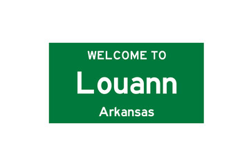 Louann, Arkansas, USA. City limit sign on transparent background. 