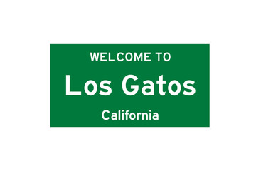 Los Gatos, California, USA. City limit sign on transparent background. 