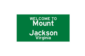 Mount Jackson, Virginia, USA. City limit sign on transparent background. 