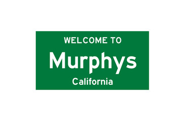 Murphys, California, USA. City limit sign on transparent background. 