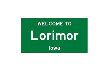 Lorimor, Iowa, USA. City limit sign on transparent background. 