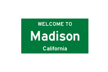 Madison, California, USA. City limit sign on transparent background. 