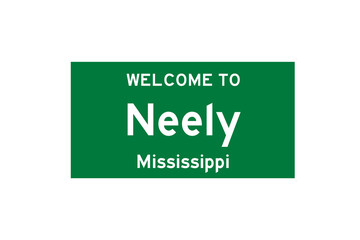 Neely, Mississippi, USA. City limit sign on transparent background. 