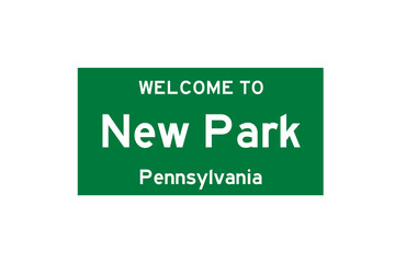 New Park, Pennsylvania, USA. City limit sign on transparent background. 