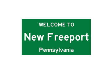 New Freeport, Pennsylvania, USA. City limit sign on transparent background. 