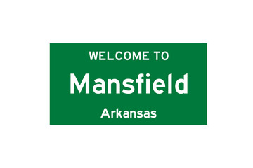 Mansfield, Arkansas, USA. City limit sign on transparent background. 